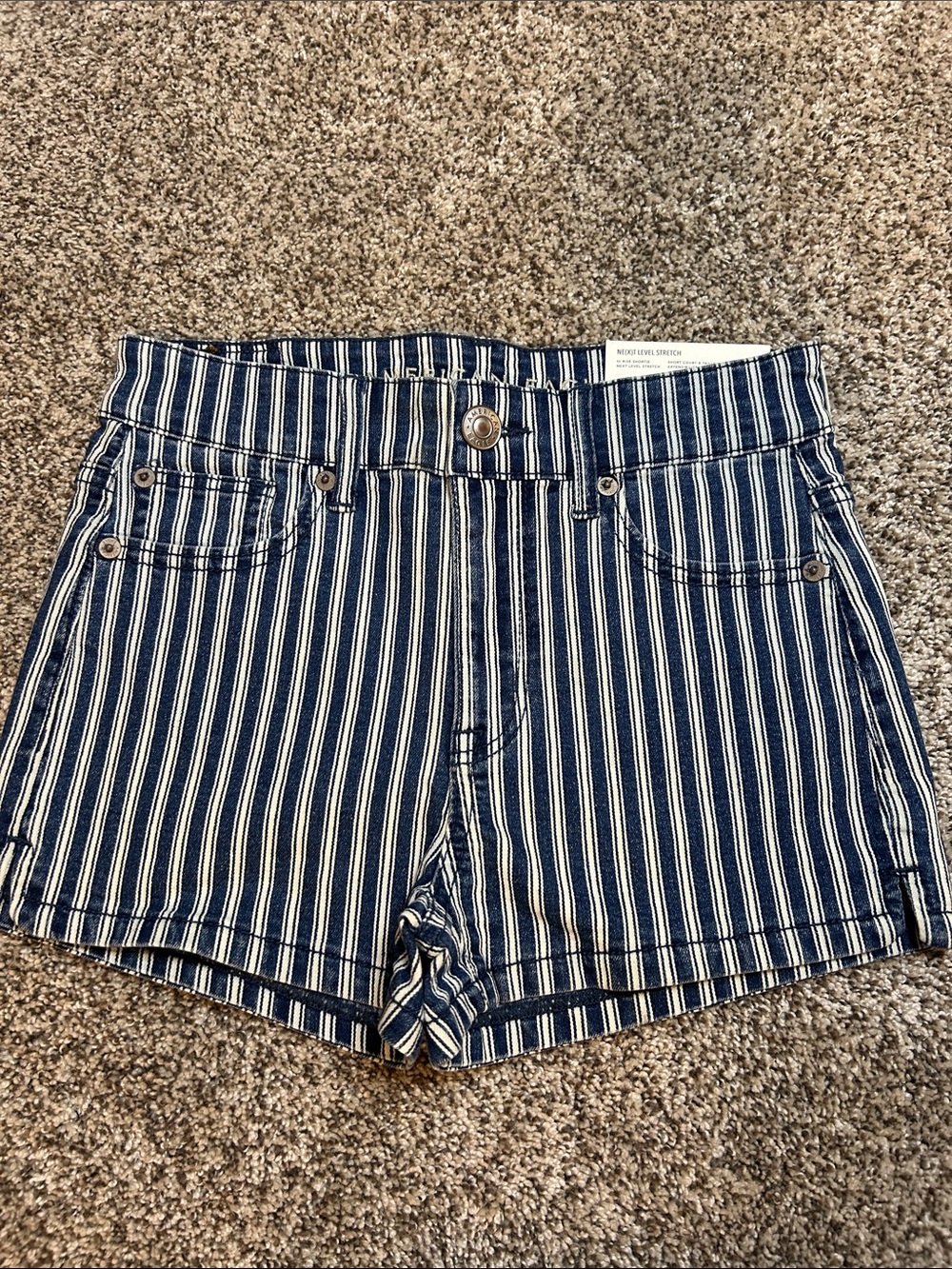 NWT American Eagle Hi-Rise Shortie Striped Shorts Size 0